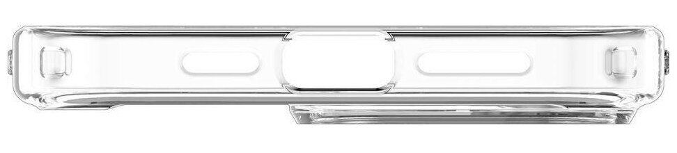 Przezroczyste etui na telefon, widok z boku, z wycięciami na przyciski i aparat.