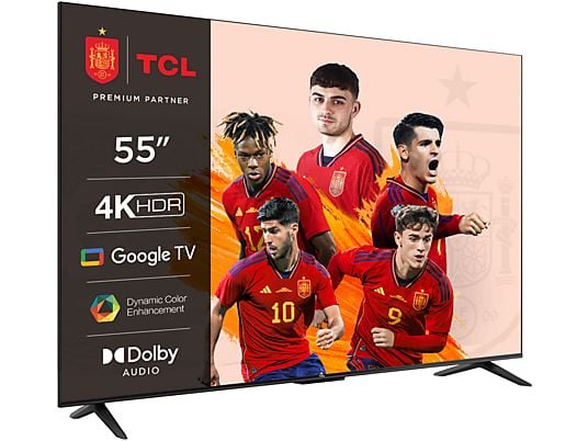 TV LED 55" - TCL 55P635, LCD, 4K HDR TV, Google TV, Control por voz, Smart TV, Dolby Audio, HDR10, Negro