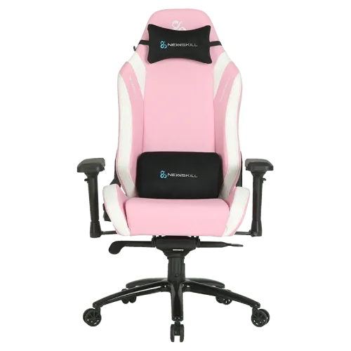 Silla gaming - Newskill Neith, Cojín Lumbar y Cervical, 150 kg, Reposabrazos Acolchados 4D, Piel sintética, Rosa y Negro