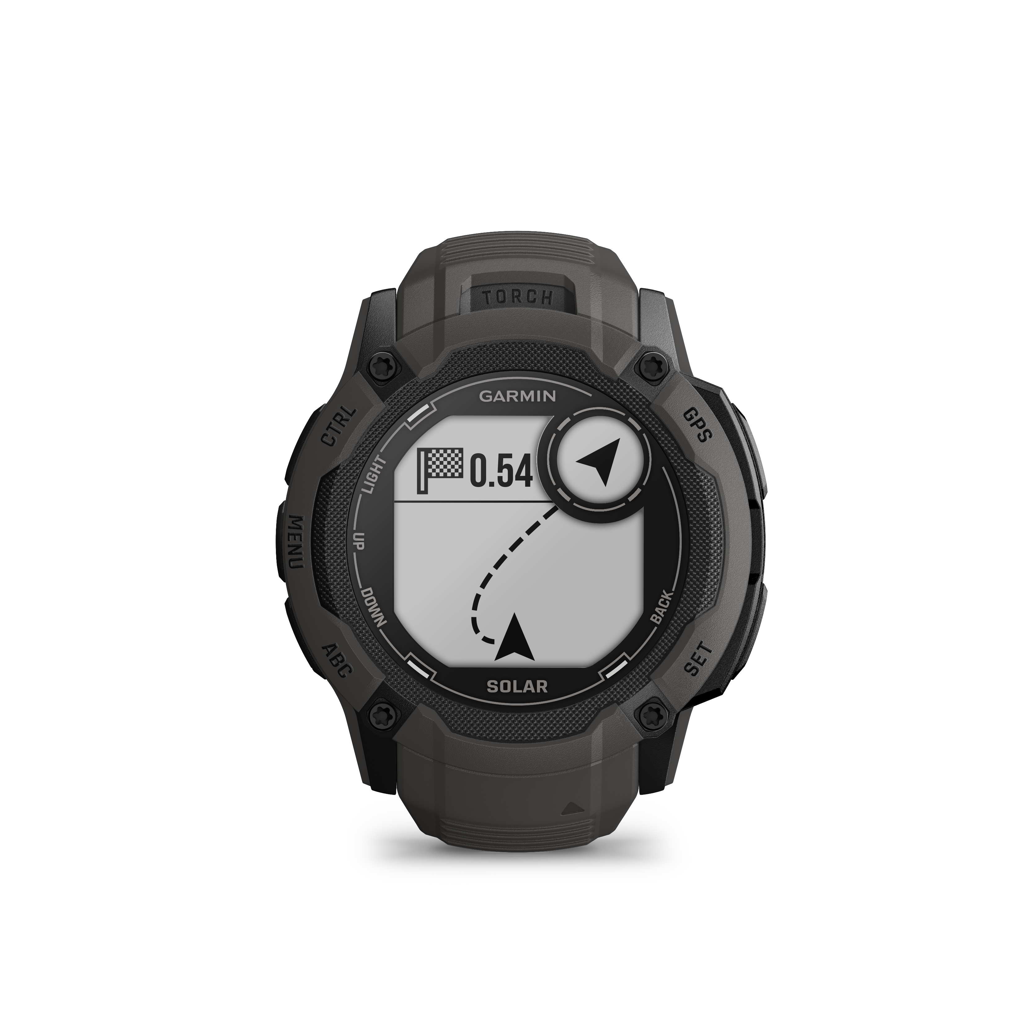 Garmin Smartwatch mit schwarzem Hintergrund.