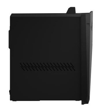 Czarna obudowa komputera, widoczny panel boczny. Z boku szereg skośnych otworów wentylacyjnych.