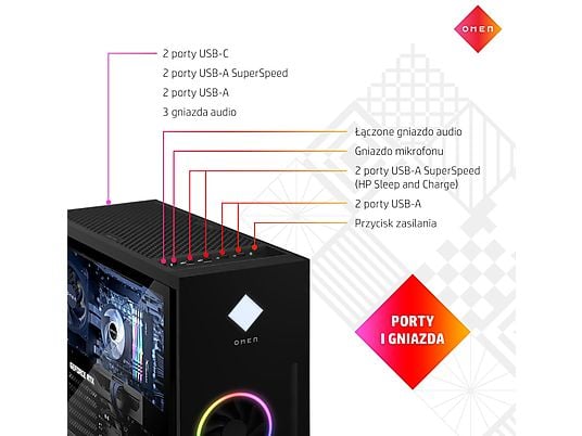 Komputer stacjonarny HP Omen 40L GT21-0161nw i7-12700K/32GB/1TB+1TB SSD/RTX3080 10GB/Win11H Czarny