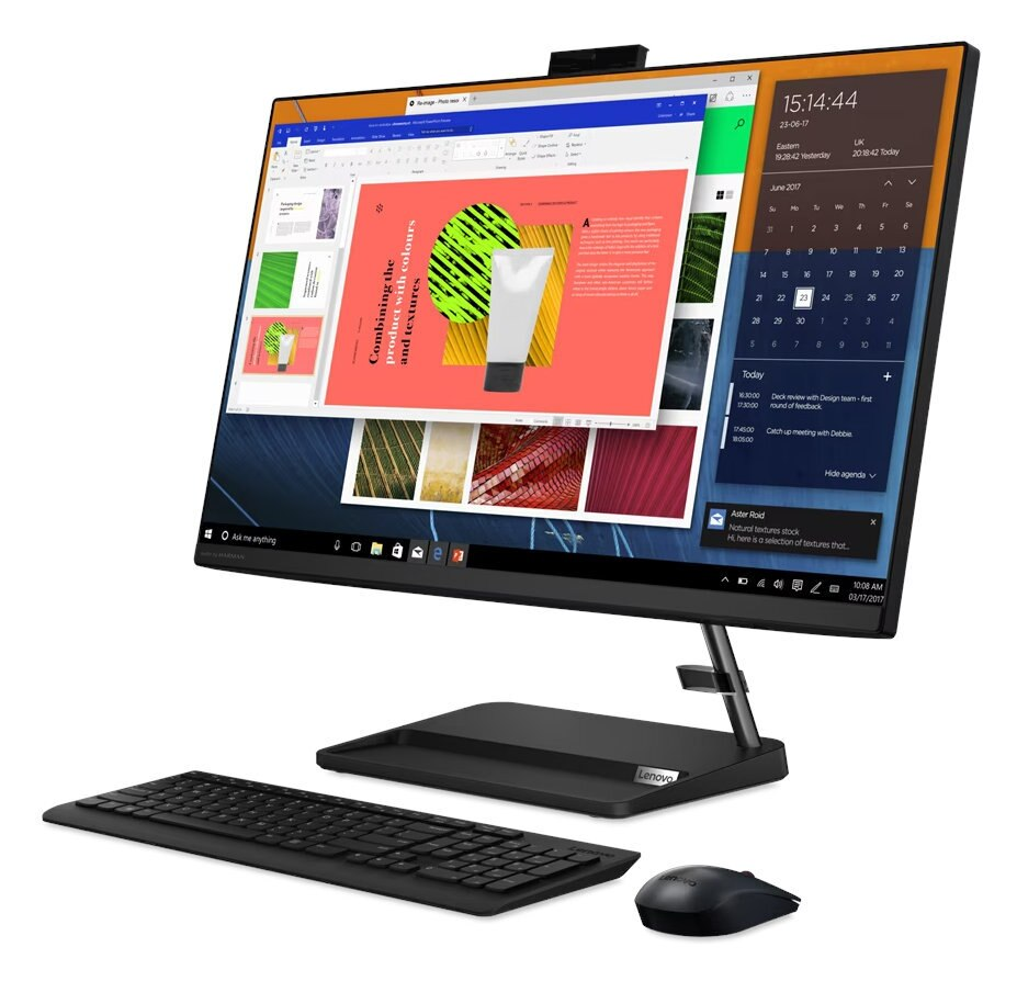 Ekran komputera z klawiaturą i myszą.