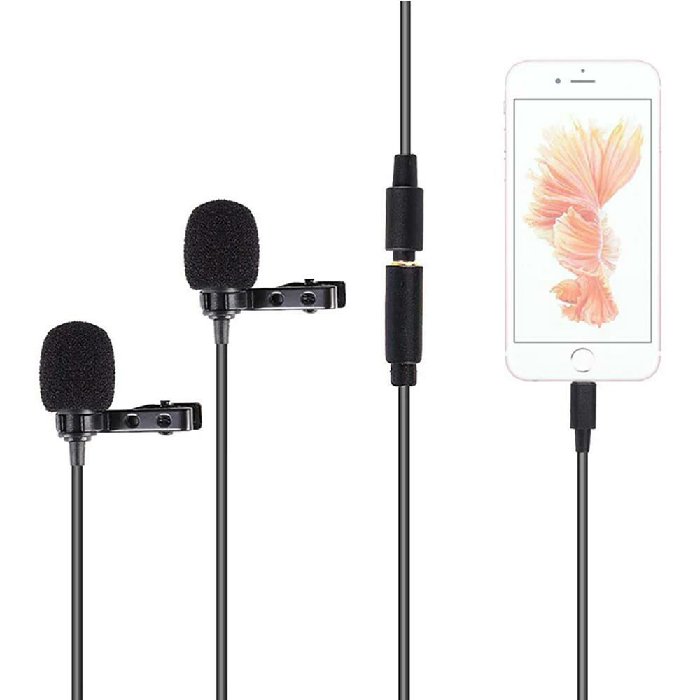 BOYA BY-M2D Lisanslı iPhone İkili Yaka Mikrofonu Siyah