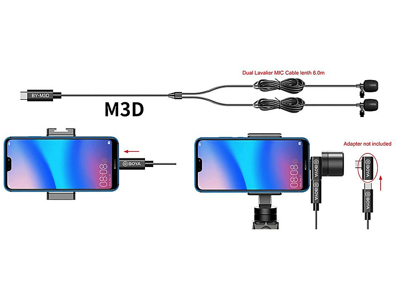 BOYA BY-M3D Type-c Telefon İkili Yaka Mikrofonu Siyah_2