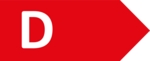 Ein roter Pfeil mit der Aufschrift D.