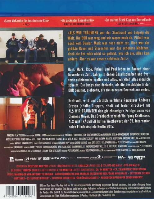Rückseite einer DVD-Hülle. Cover-Art mit Text und Bildern aus einem Film.