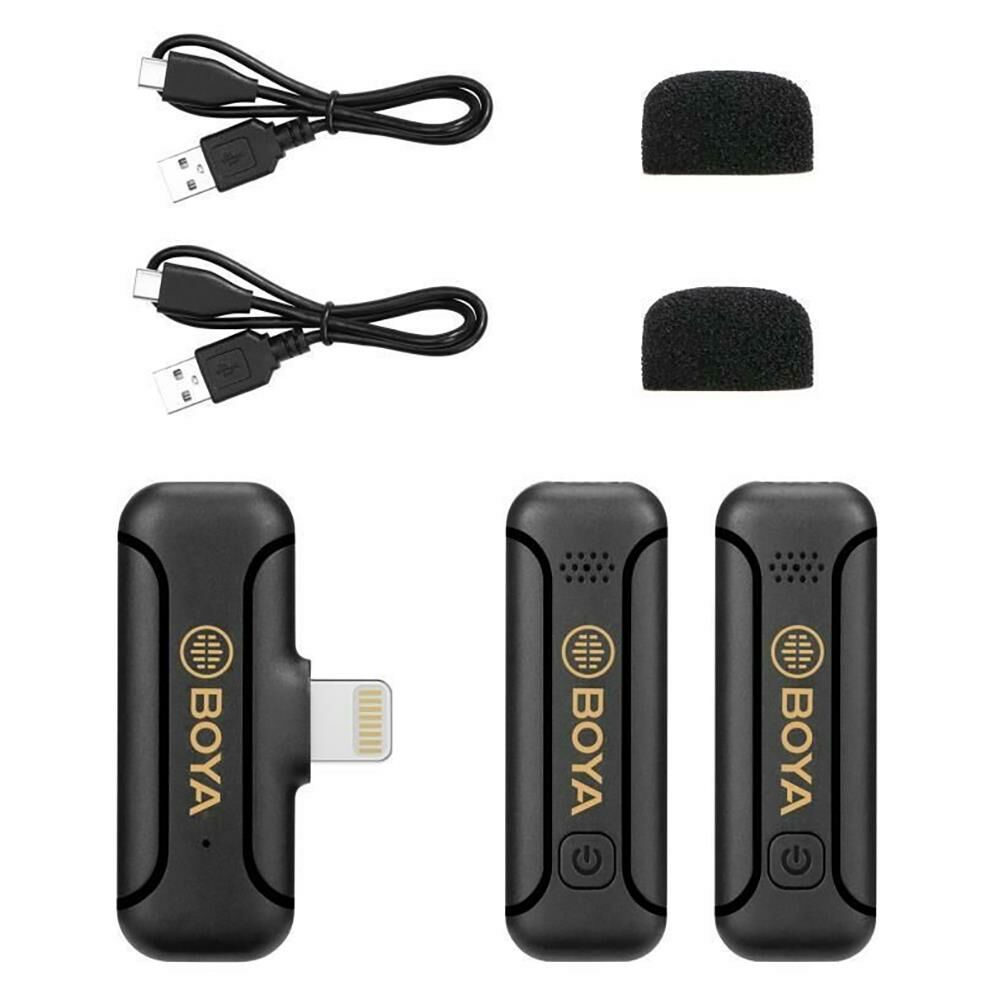 BOYA BY-WM3T2-D2 İkili Kablosuz Yaka Mikrofonu - Lightning Siyah