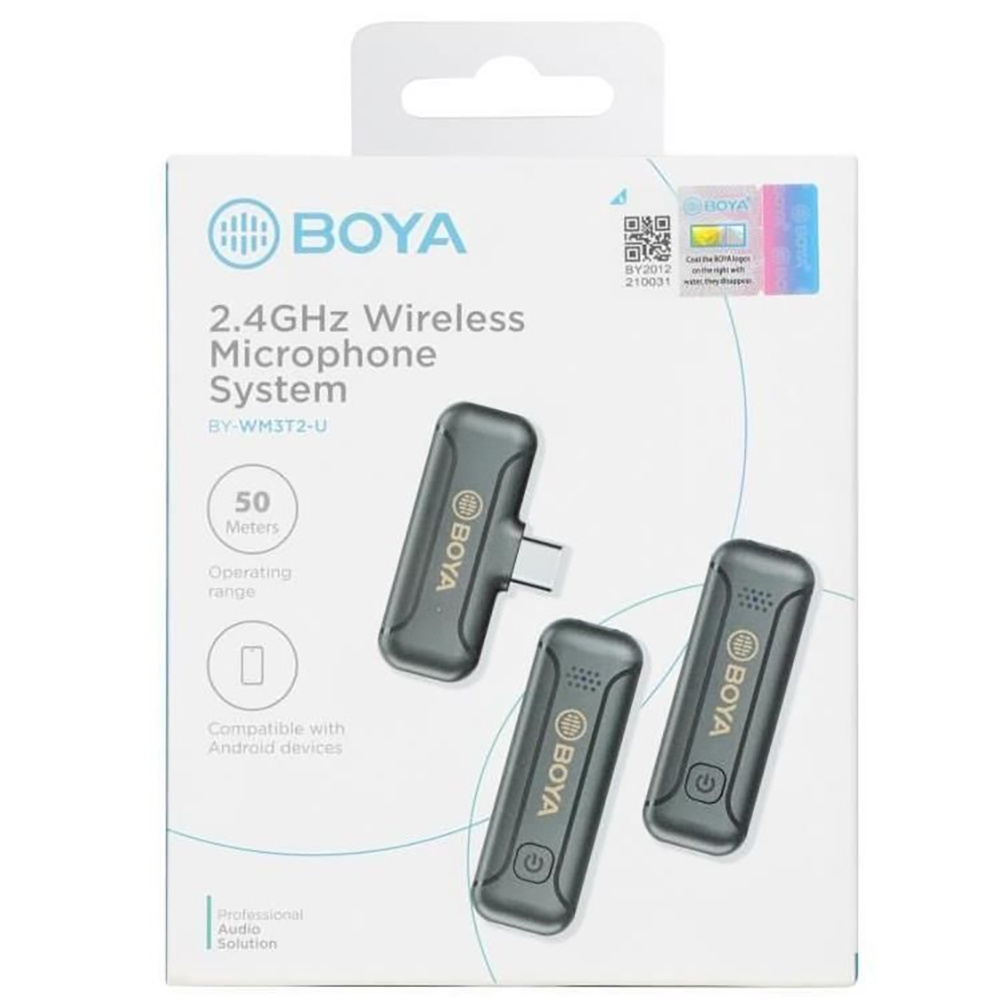 BOYA BY-WM3T2-U2 İkili Kablosuz Yaka Mikrofonu - Type-C Siyah