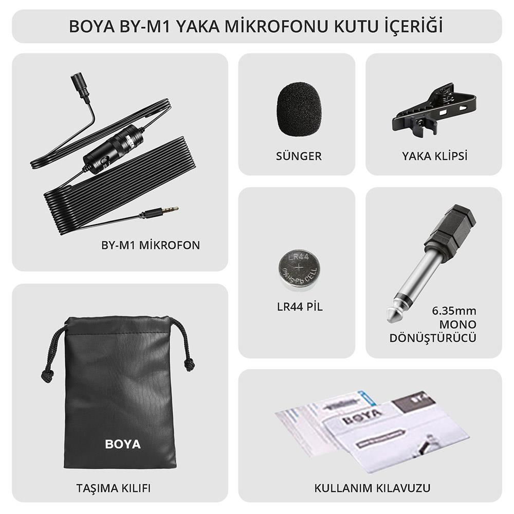 BOYA BY-M1 Yaka Mikrofonu Siyah