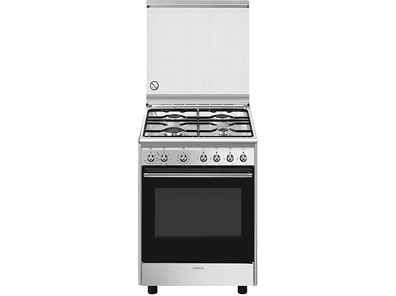 Cucina a gas 4 fuochi su forno elettrico multifunzione, camera cm  64x37x35h, porta in vetro, 1 griglia - cm 80x65x87h 