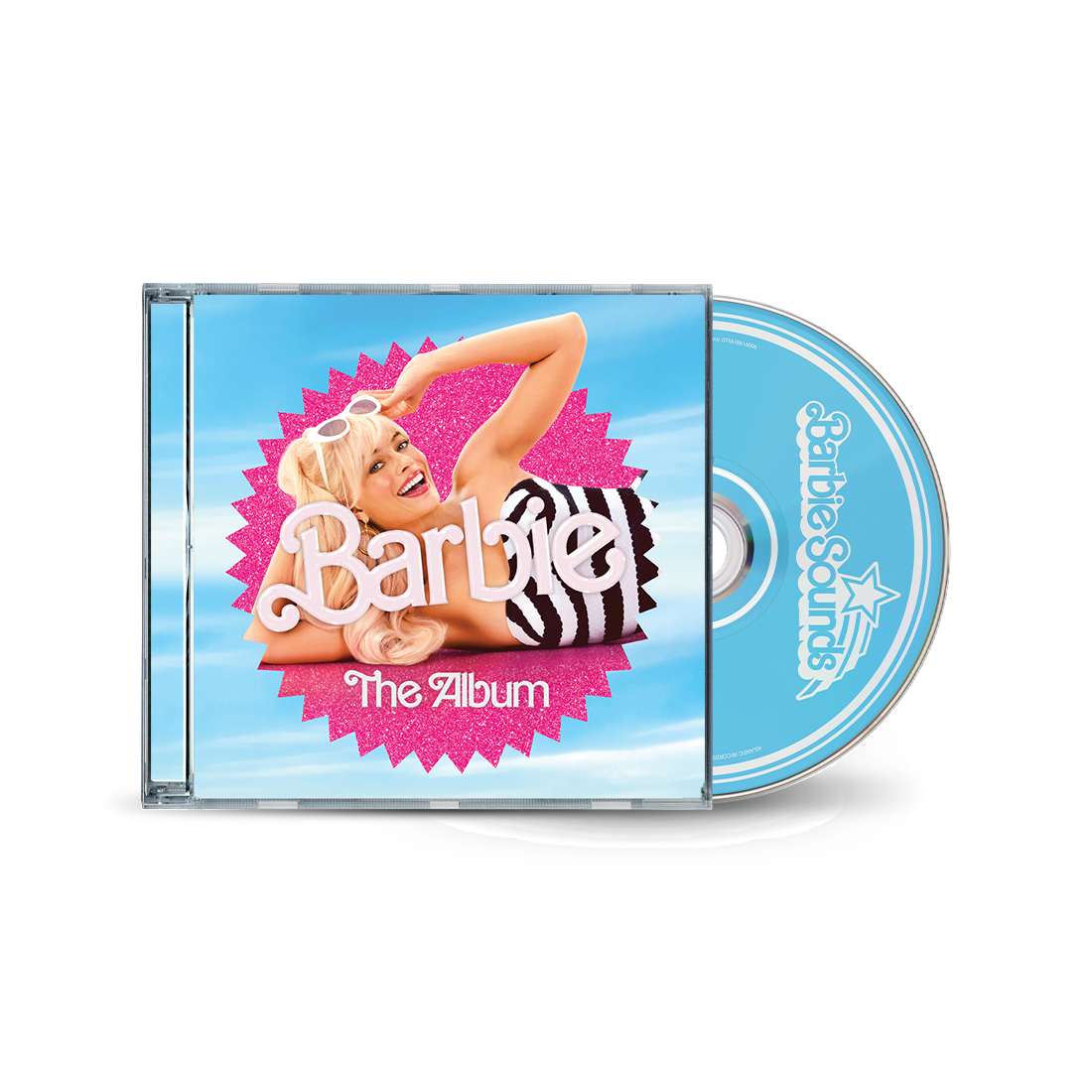 Barbie: The Album CD-Hülle und CD. Die CD-Hülle zeigt Barbie im Badeanzug.