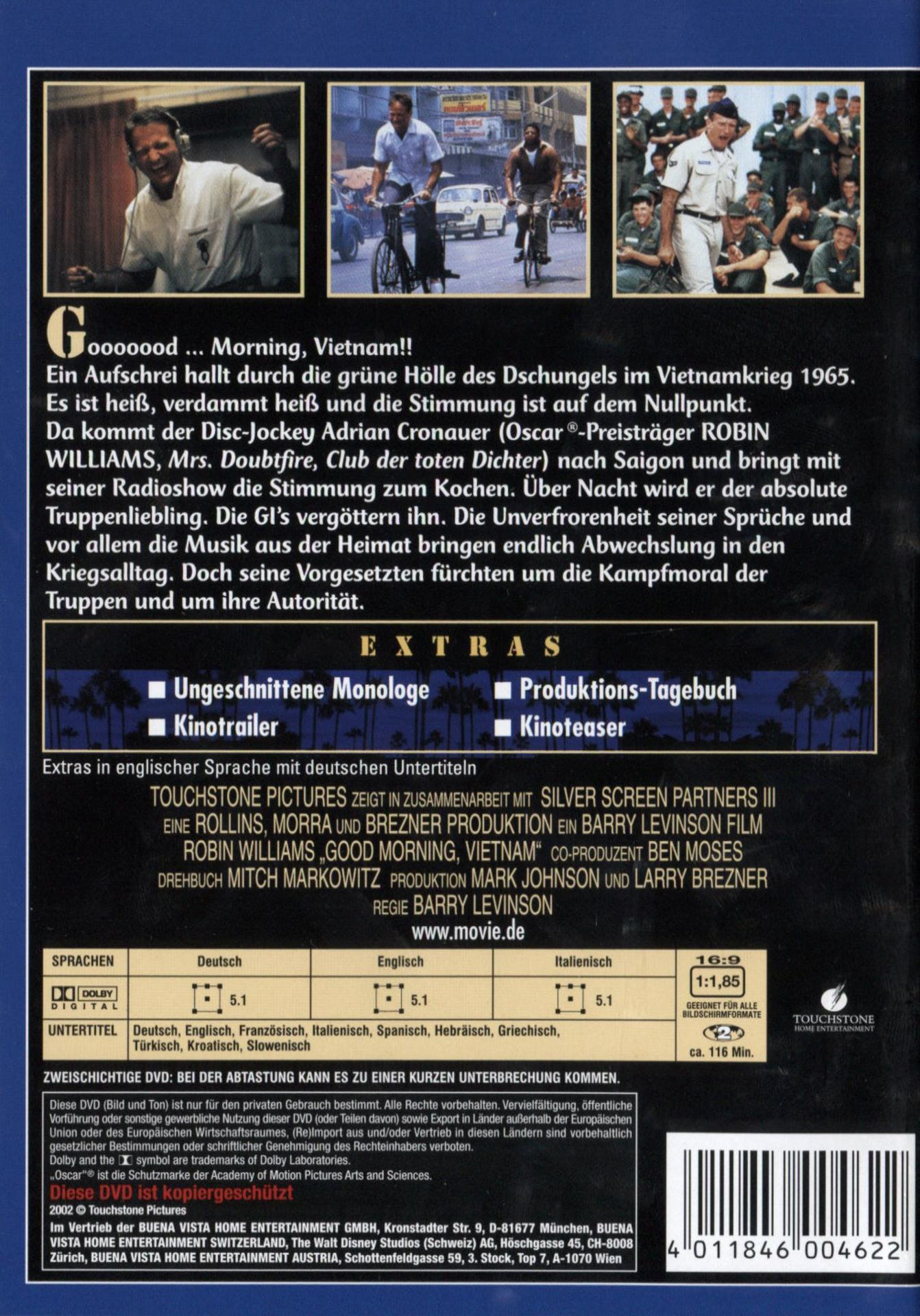 Die Rückseite einer DVD-Hülle mit Filmdetails und einem Bild eines Mannes.