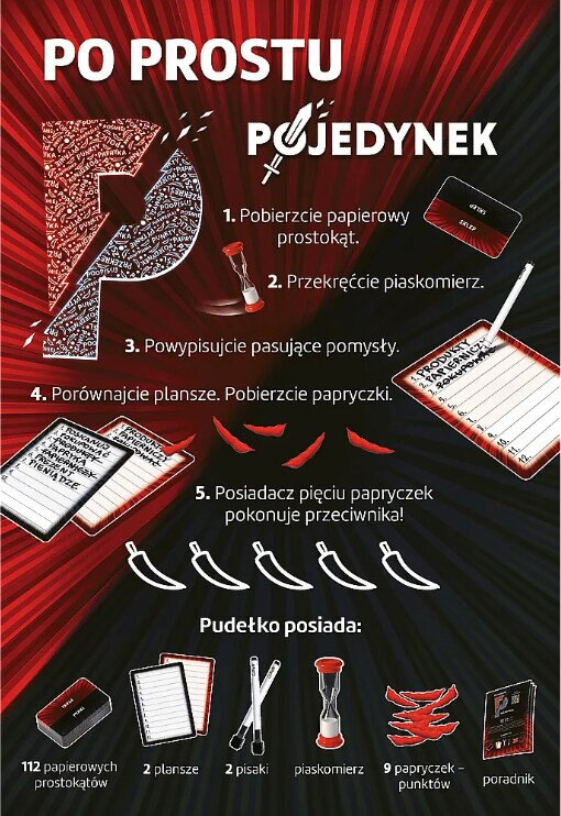 Plakat gry z instrukcjami i elementami gry.