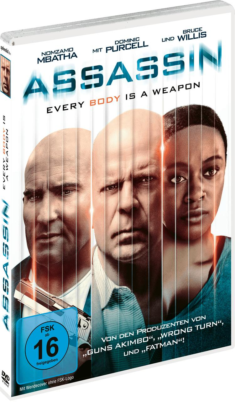 DVD-Cover mit Bruce Willis und anderen. Text: Assassin, Every Body Is A Weapon.