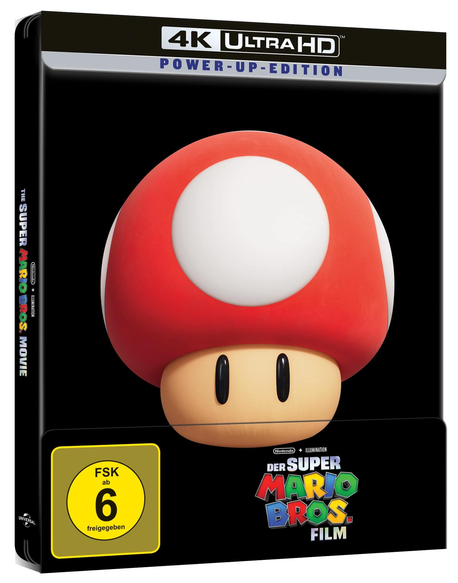Super Mario Bros. Filmbox. Roter Pilz-Charakter auf dem Cover. Schwarzer Hintergrund.