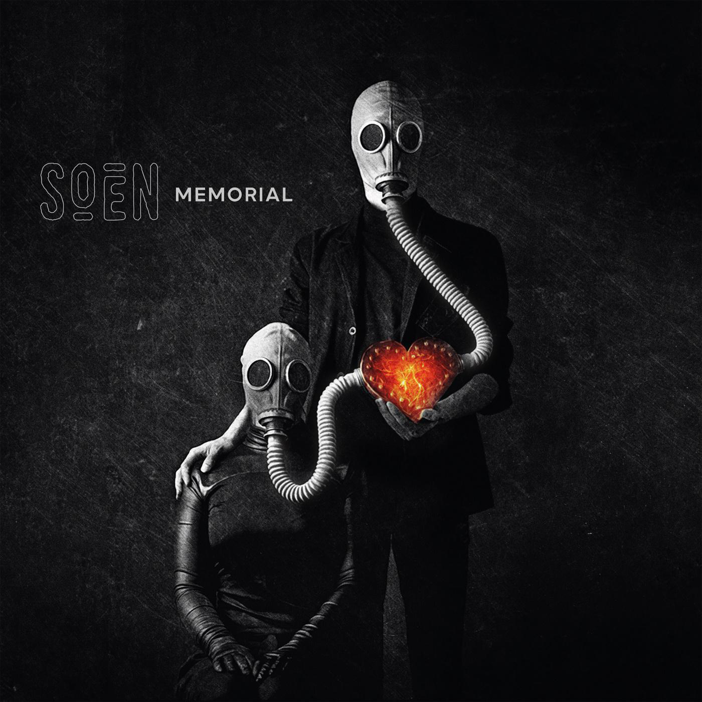 Albumcover: Zwei Personen mit Gasmasken halten ein leuchtendes Herz. Dunkler Hintergrund.