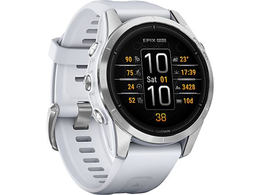 GARMIN epix Pro (Gen2) 42 mm - Smartwatch con GPS (108-182 mm, Silicone, bianco pietra/argento)