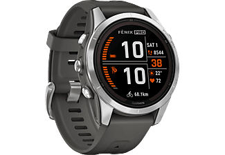 GARMIN fēnix 7S Pro Solar - GPS-Smartwatch (108 - 182 mm, silicone, Graphite/acier inoxydable)