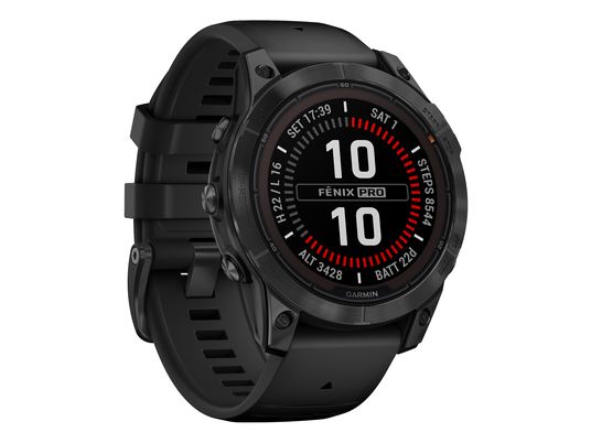 GARMIN fēnix 7 Pro Solar - GPS-Smartwatch (125 - 208 mm, silicone, Noir / gris ardoise)