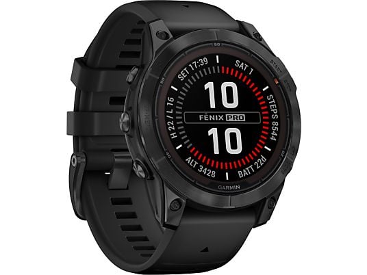GARMIN fēnix 7 Pro Solar - Smartwatch con GPS (125 - 208 mm, Silicone, Nero/grigio ardesia)