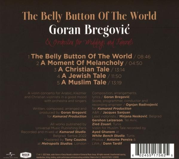 Albumcover: 'The Belly Button Of The World' von Goran Bregović, mit Titelliste und Credits.