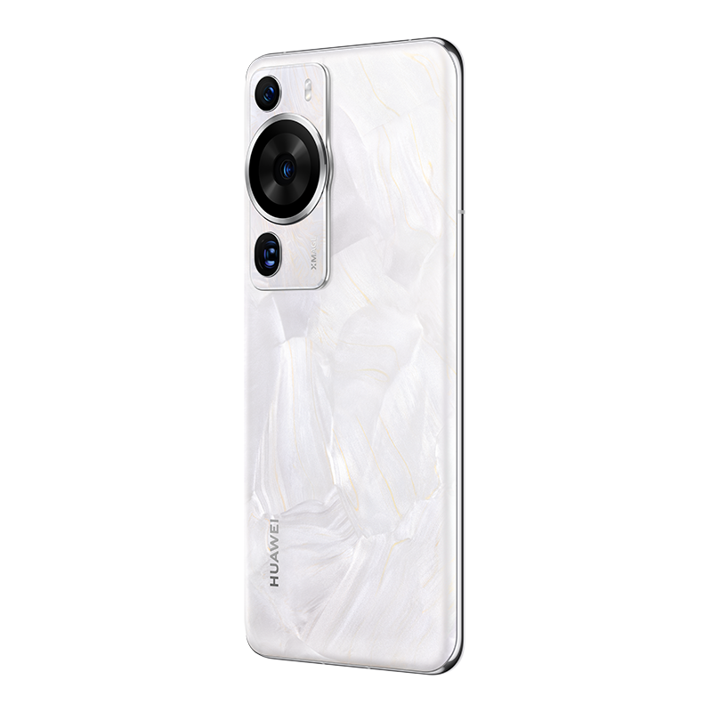 Arkada iki kamerası olan beyaz telefon. Arka kısım sedefli bir tasarıma sahip.
