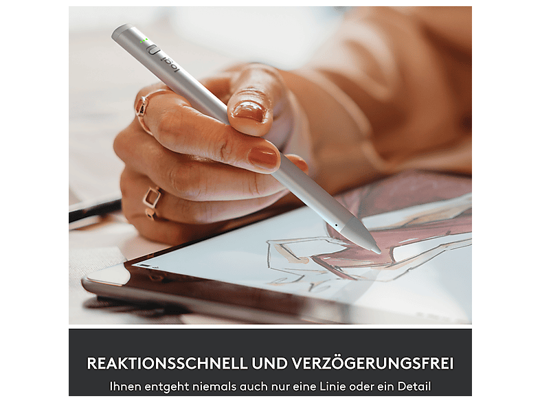 LOGITECH Crayon (USB-C), iPad (alle Modelle ab 2018), Pixelgenauer digitaler Zeichenstift, Silber — Foto 2 von 5