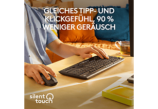 LOGITECH MK295 kabelloses Tastatur-Maus-Set mit SilentTouch-Technologie, optischer Spurführung, Graphite