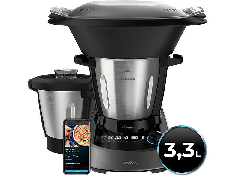 Cecotec Mambo 11090 Habana, 1600W, 3.3 l, 37 funciones, Display táctil, Báscula integrada, Wi-Fi, Negro