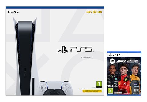 Consola  Sony PlayStation 5 Standard, 825 GB, 4K, 1 Mando, Chasis C,  Blanco + Juego PS5 F1 2023