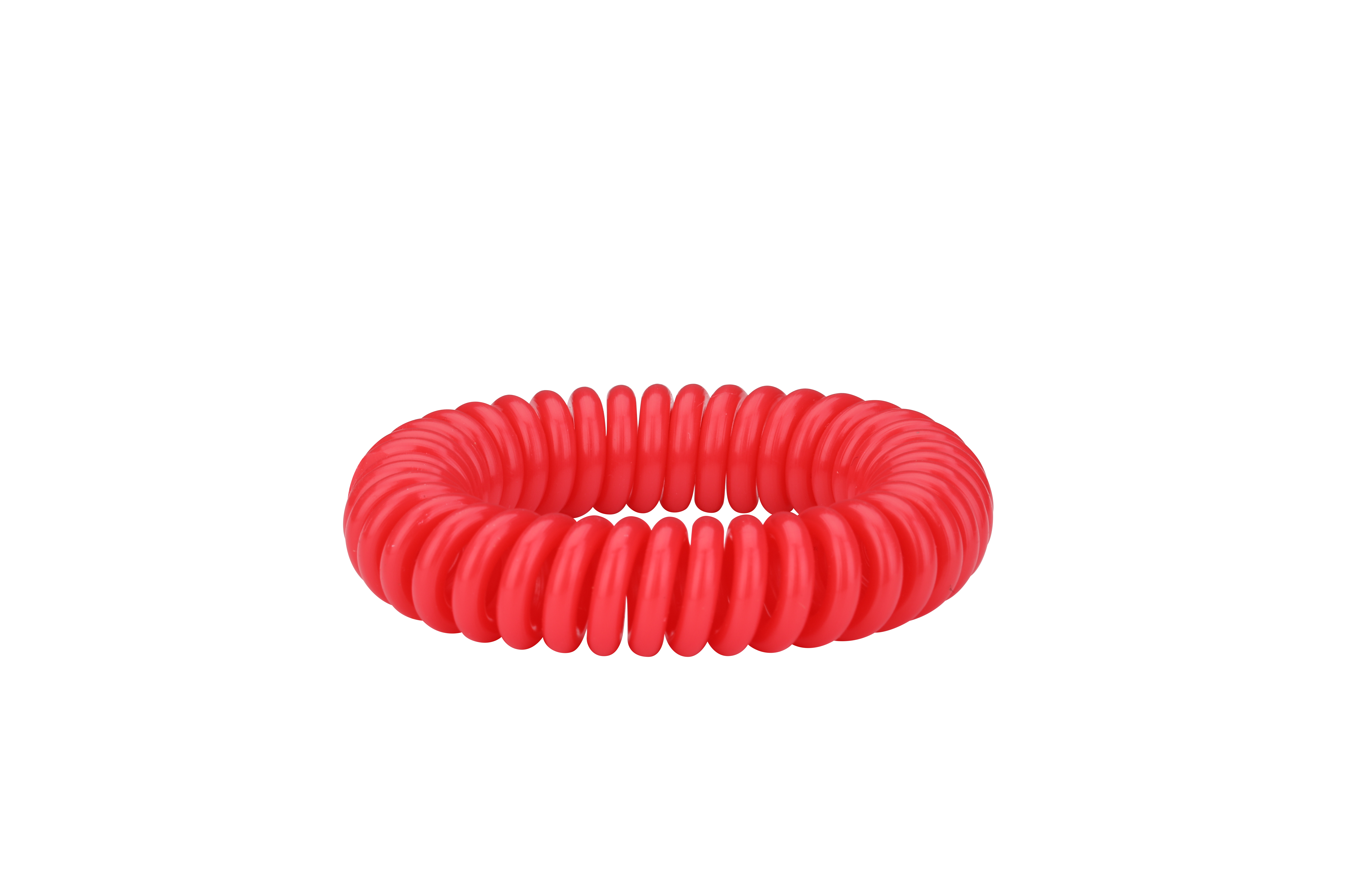Coletero rojo y en espiral. Es un accesorio redondo en forma de espiral.