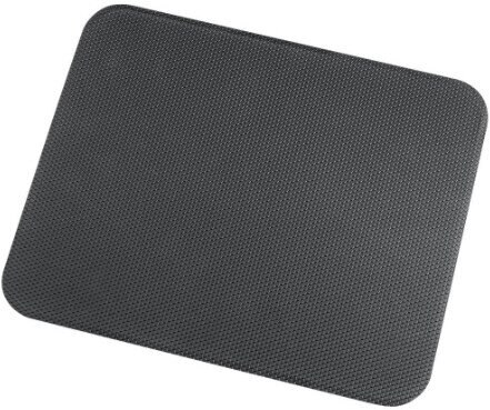 Ciemnoszara podkładka pod mysz z teksturowaną powierzchnią, prostokątny kształt z zaokrąglonymi rogami.