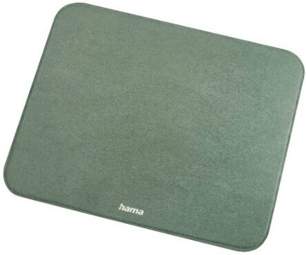 Zielona podkładka pod mysz z zaokrąglonymi rogami. Słowo 'hama' jest wydrukowane na białym dolnym brzegu.