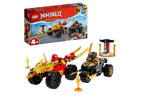 LEGO NINJAGO 71789 Verfolgungsjagd mit Kais Flitzer und Ras' Motorrad  Bausatz, Mehrfarbig LEGO® NINJAGO
