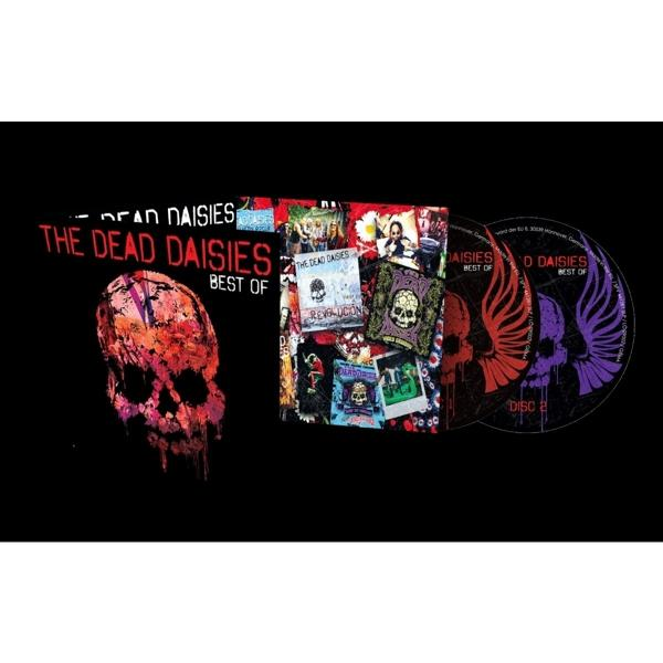 The Dead Daisies Albumcover mit mehreren Discs auf schwarzem Hintergrund.