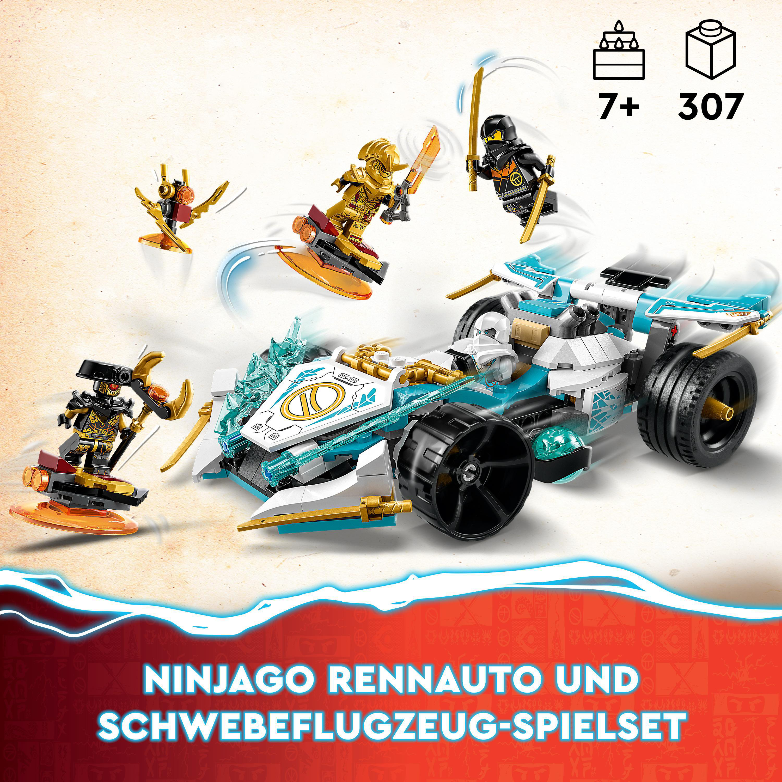 NINJAGO Zanes 71791 Bausatz, LEGO Mehrfarbig Drachenpower-Spinjitzu-Rennwagen