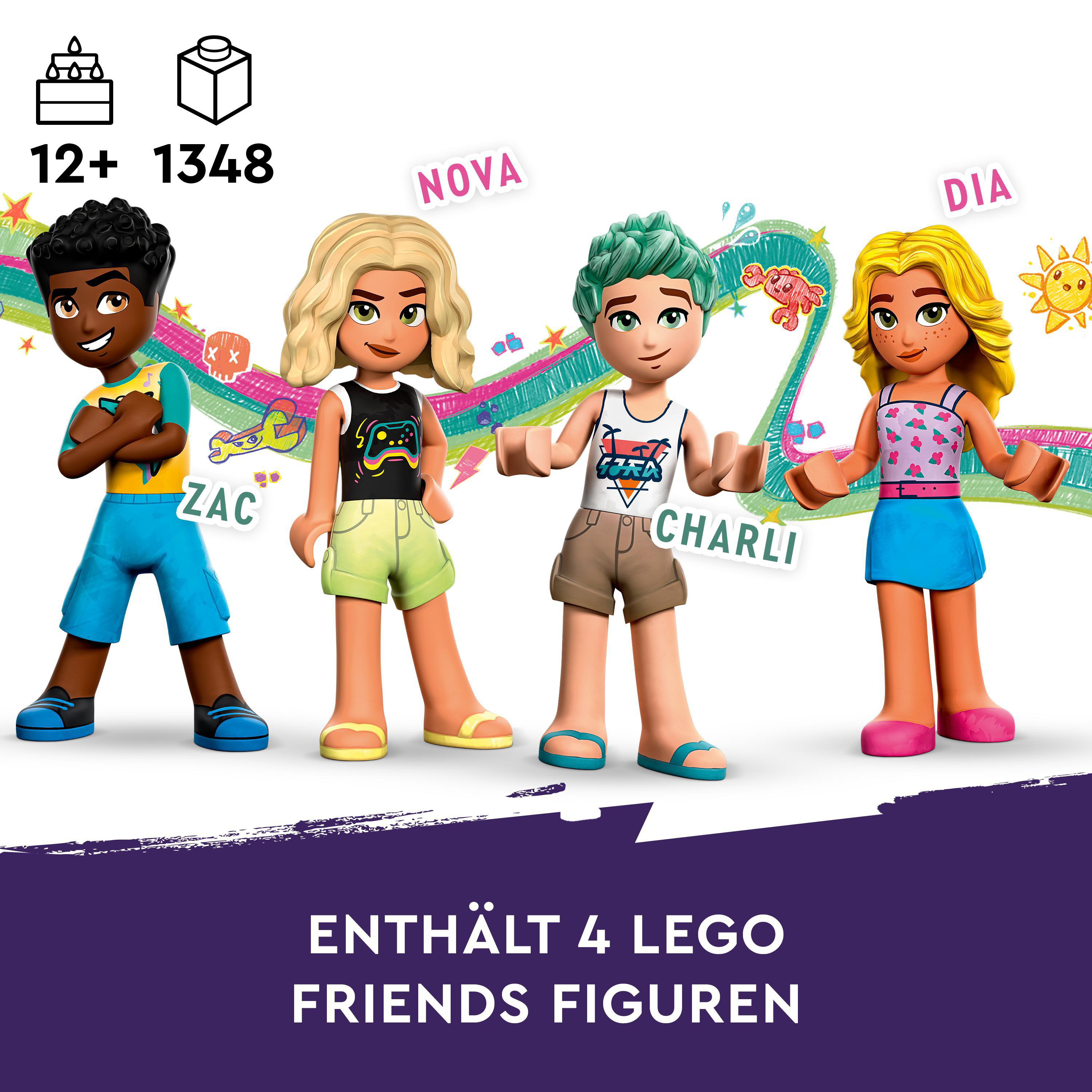 LEGO Friends 41737 Strand-Erlebnispark Bausatz, Mehrfarbig
