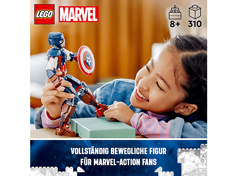 Thumbnail - LEGO Marvel 76258 Captain America Baufigur Bausatz, Mehrfarbig