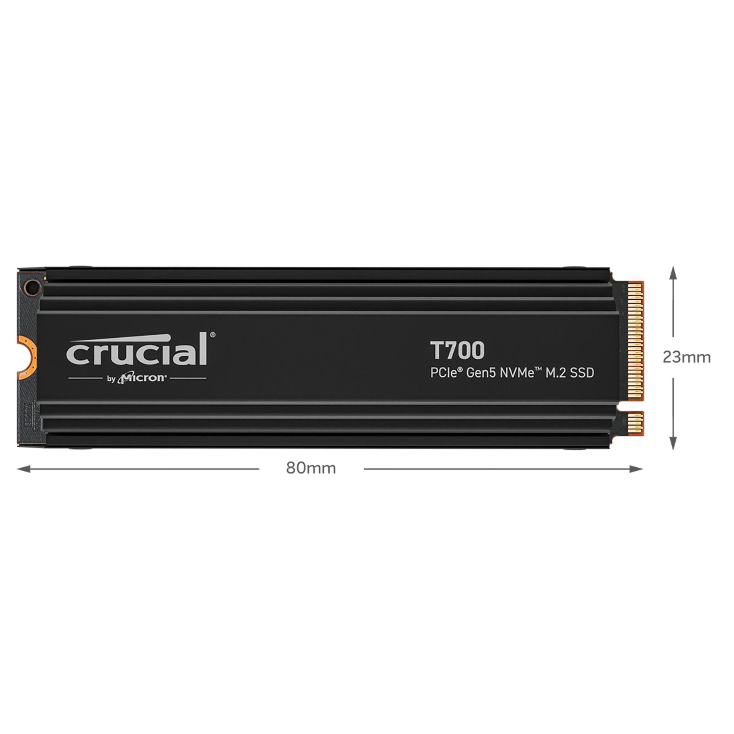 CRUCIAL T700 mit heatsink PCIe SSD M.2 2 TB Festplatte, intern via NVMe, NVMe Gen5 M.2