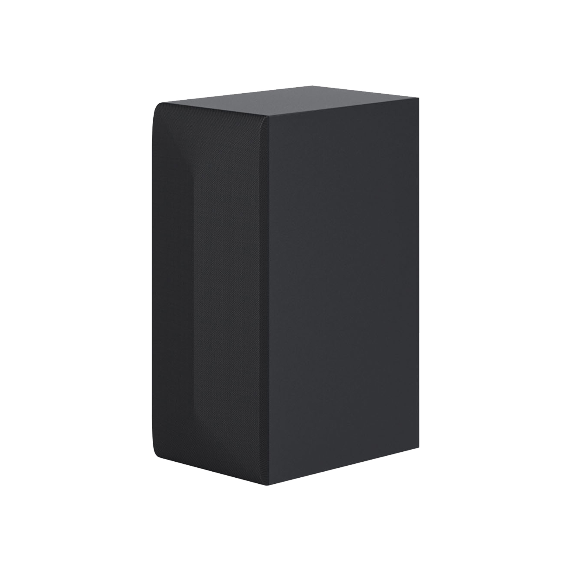 Altavoz negro con una parte frontal texturizada y forma rectangular.