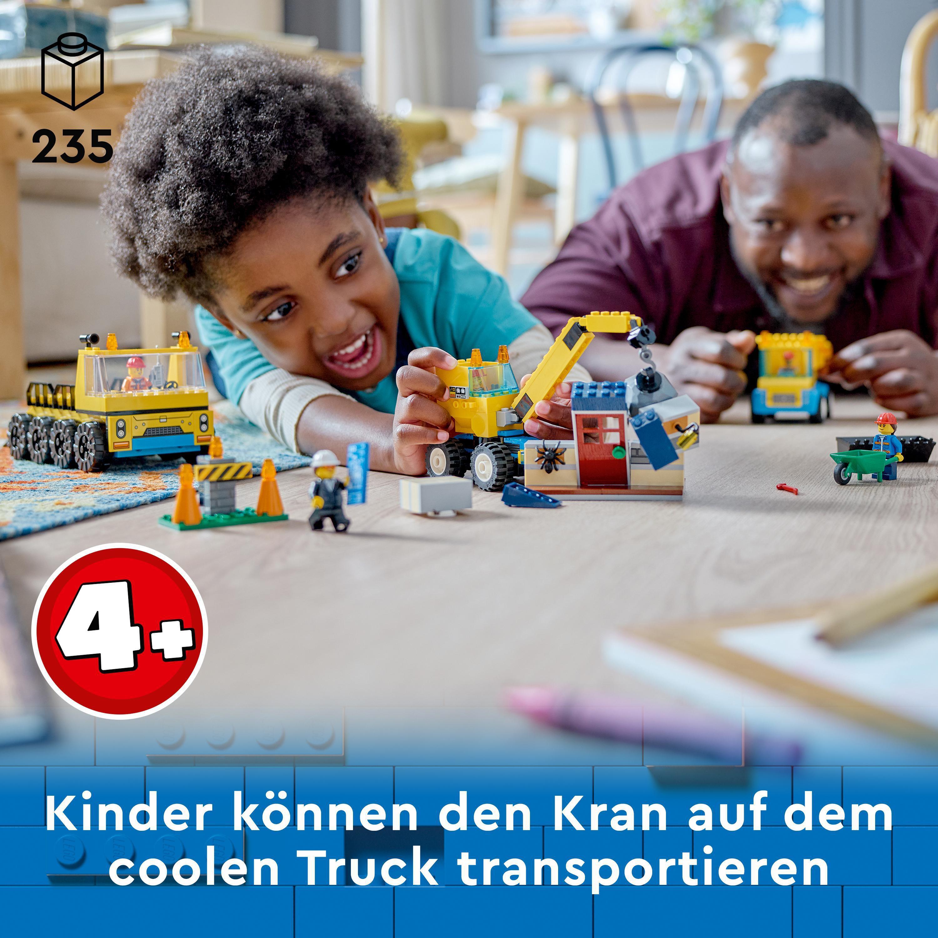 Baufahrzeuge City LEGO Mehrfarbig Bausatz, Kran 60391 und Abrissbirne mit