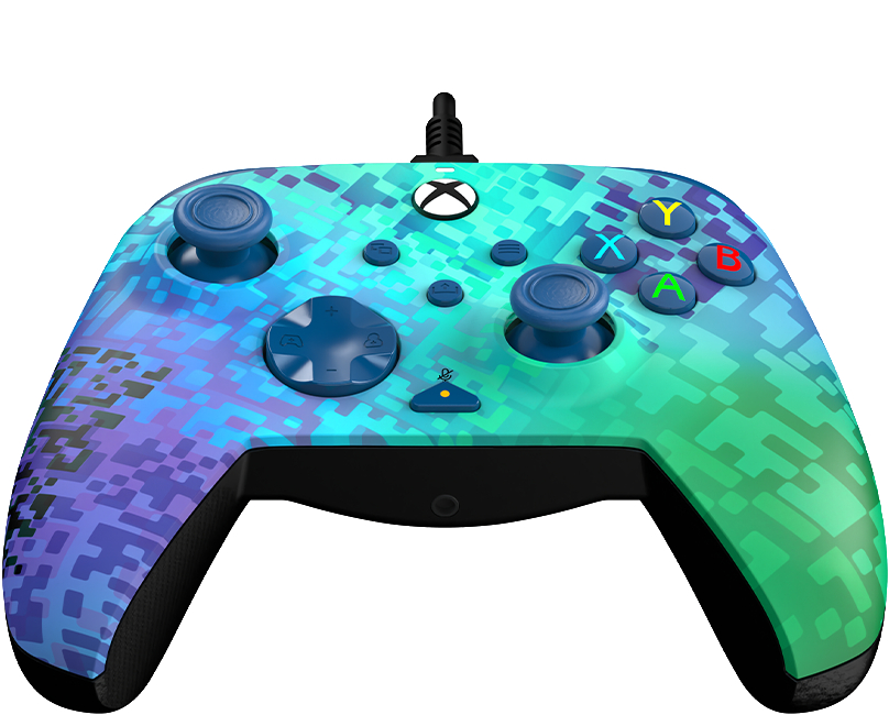 Xbox-Controller mit farbenfrohem blau-grünem Design.