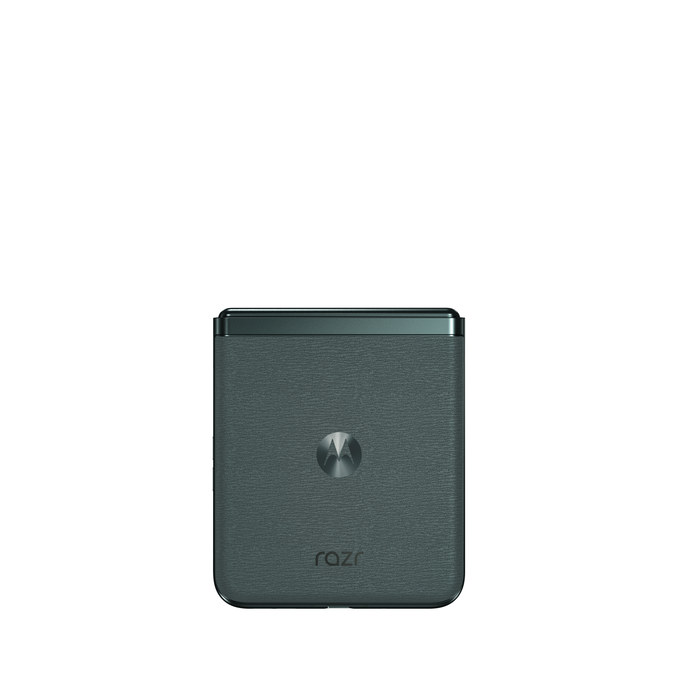 Ein dunkelgrünes Motorola Razr Ladegerät. Das Motorola-Logo ist sichtbar. Weißer Hintergrund.