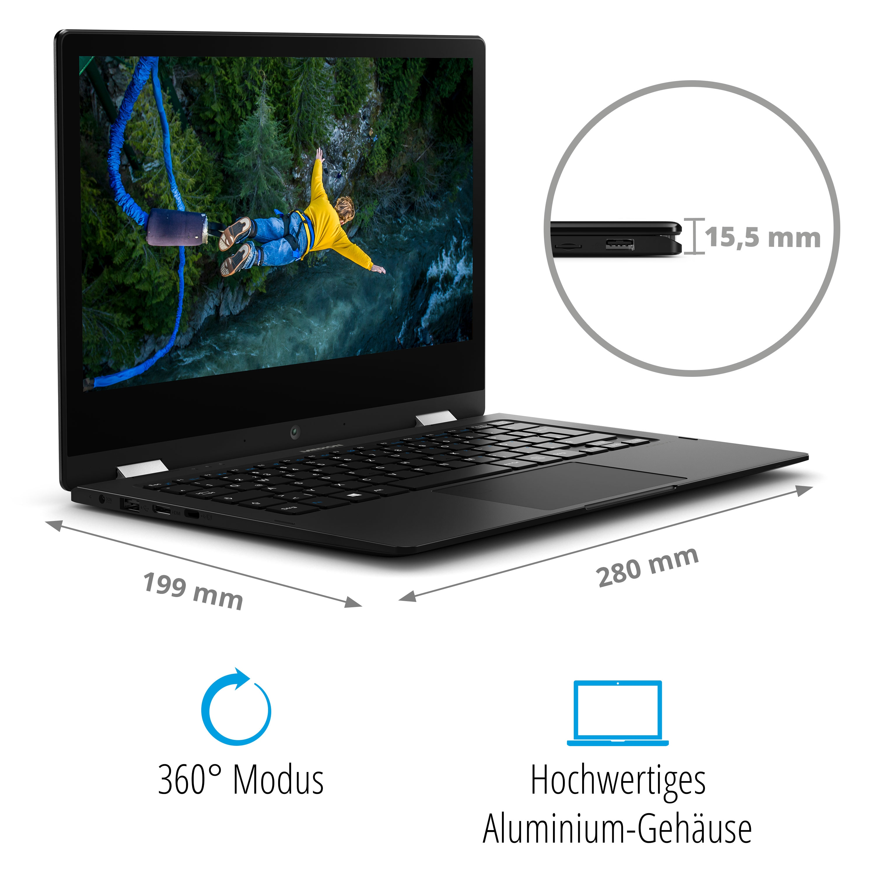 MEDION AKOYA® E2293 (MD62553) - 11,6 Zoll - Intel® Pentium® Silver Intel® Pentium® Silver N5030 - 4 GB - 256 GB - Intel® UHD Graphics - Windows 11 Home