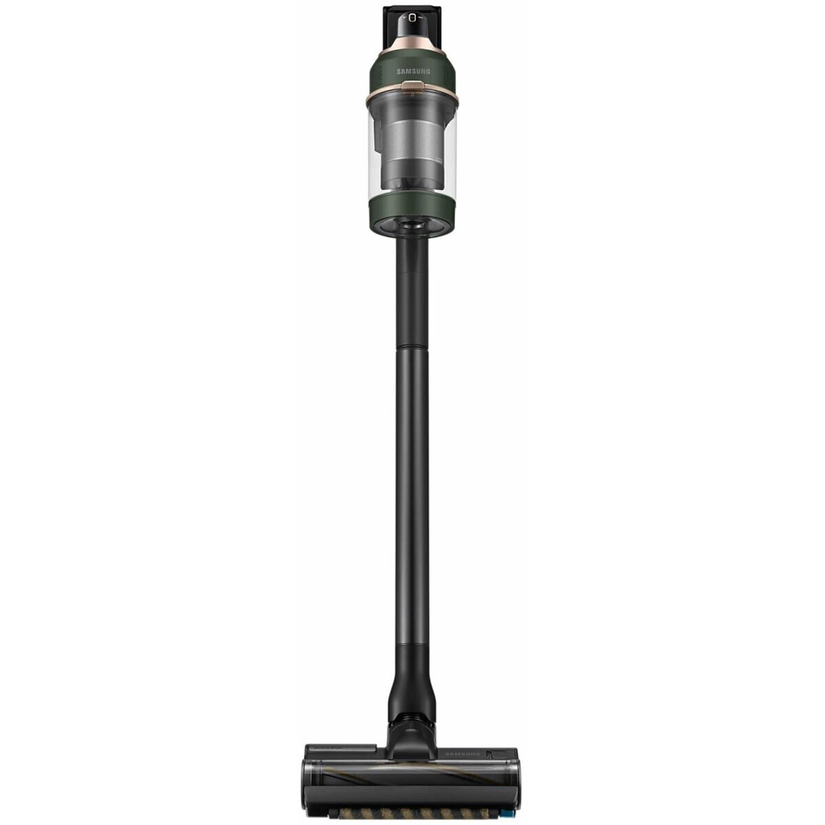 Zielony i czarny bezprzewodowy odkurzacz Samsung.