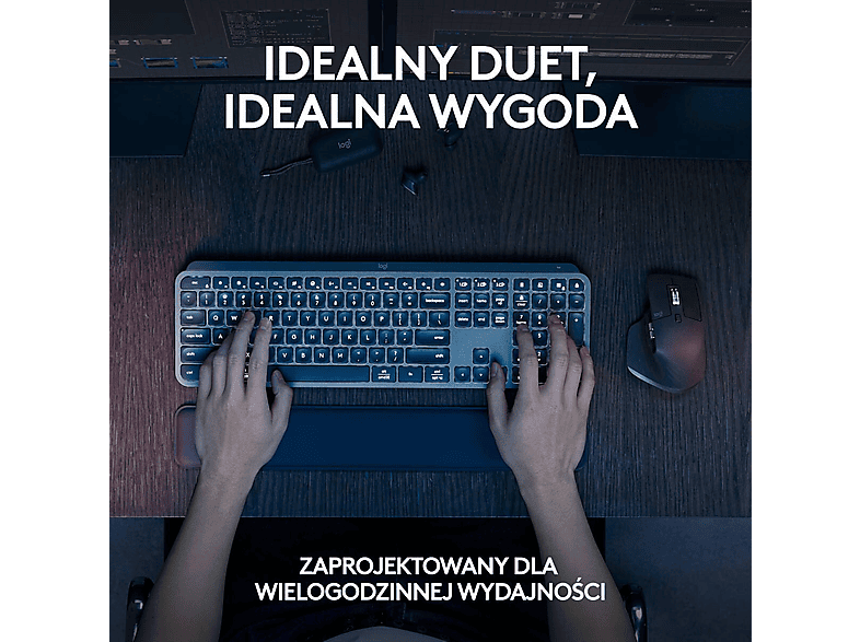 Logitech Klawiatura MX Keys S + mysz + podkładka Combo Graphite US 920-011614 – zdjęcie 3