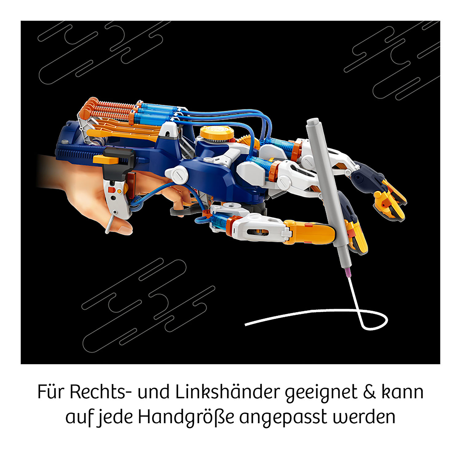 Ein mechanisches Handgerät mit Text auf Deutsch.