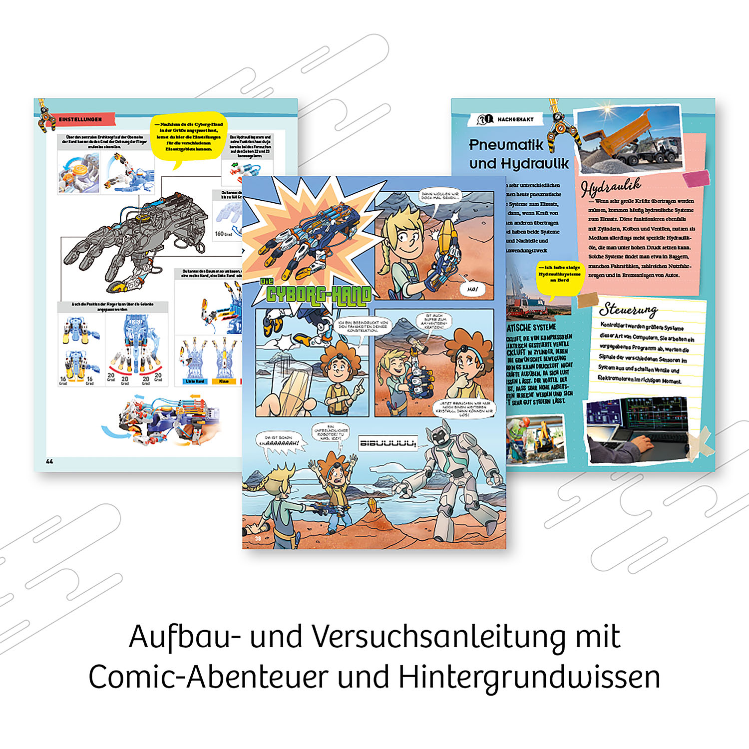 Comic-Buchseiten mit Illustrationen und Text. Der Titel ist auf Deutsch, ebenso der Inhalt.