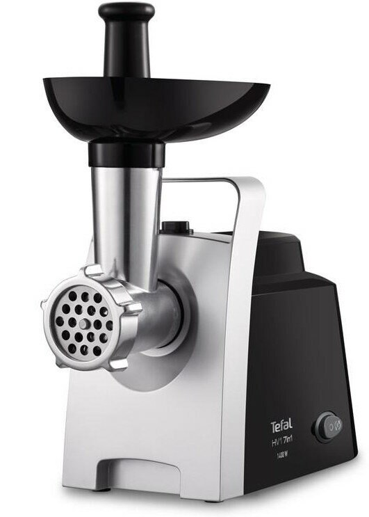 Młynek do żywności, czarny i srebrny.